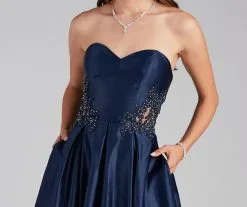 Windsor. Tinsley Embroidered Pleated Satin Ball Gown -Formal Dresses Online Shop 05004 0137 4