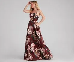 Windsor. Hayde Formal Floral Lace Up Ball Gown -Formal Dresses Online Shop 05004 0141 3
