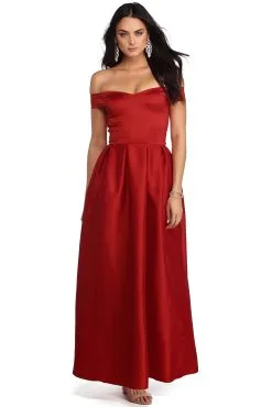 Windsor. Lucia Off The Shoulder Taffeta Ballgown