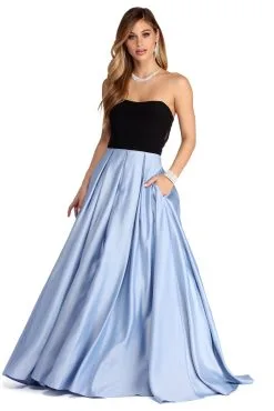 Windsor. Marie Strapless Satin Ball Gown