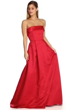 Windsor. Catalina Strapless Satin Ball Gown