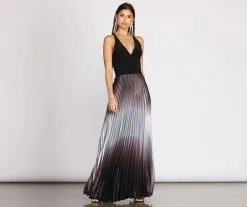 Windsor. Janella Cross Back Pleated Ombre Dress