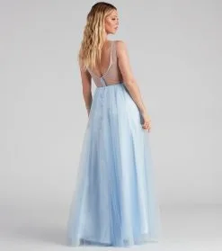 Windsor. Merritt Formal V-Neck Tulle Ball Gown -Formal Dresses Online Shop 05005 0069 2