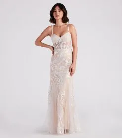Windsor. Keria Formal Glitter Lace Mermaid Dress
