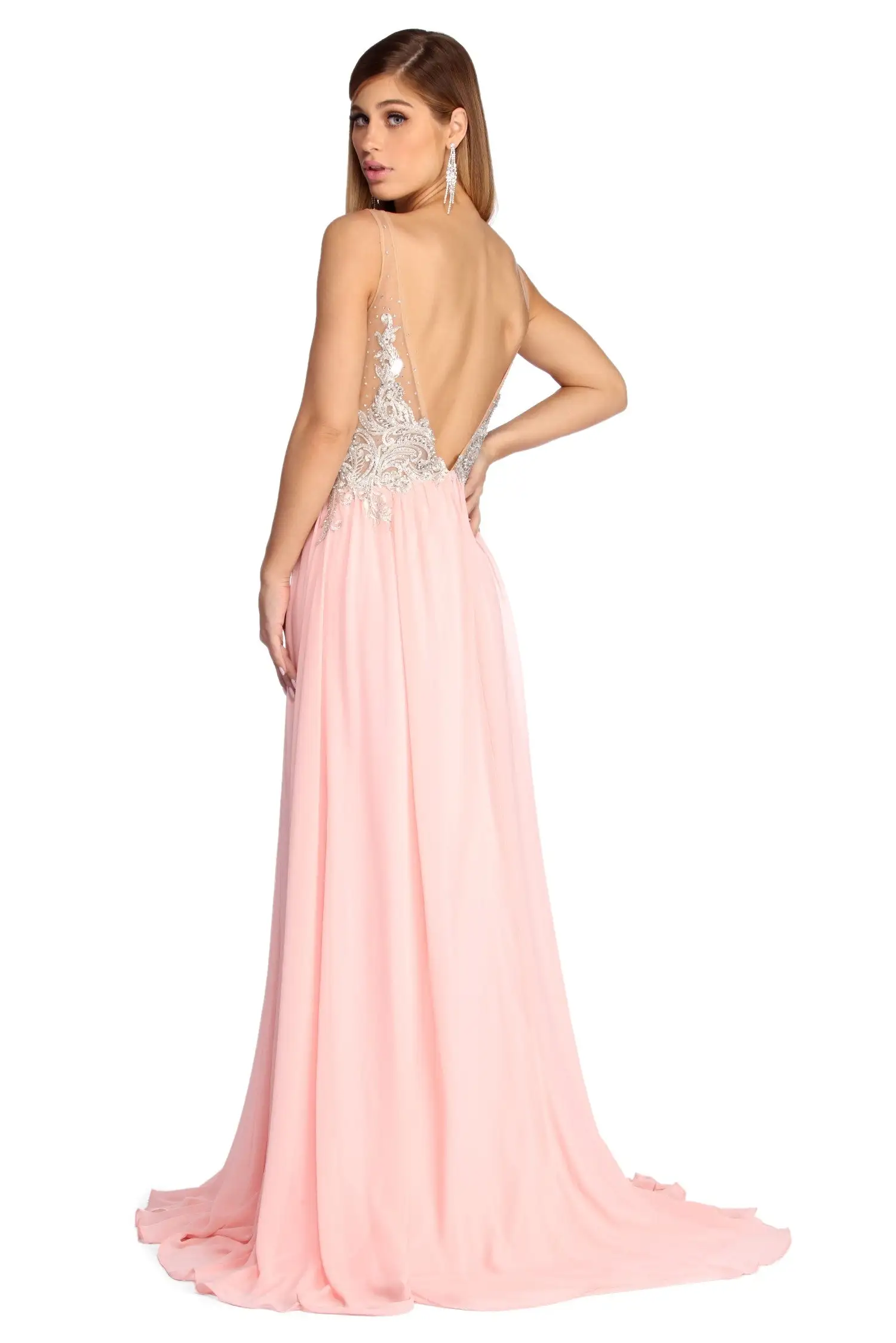 Windsor. Beatrice Formal High Slit Chiffon Dress 5 Windsor. Beatrice Formal High Slit Chiffon Dress - Image 3