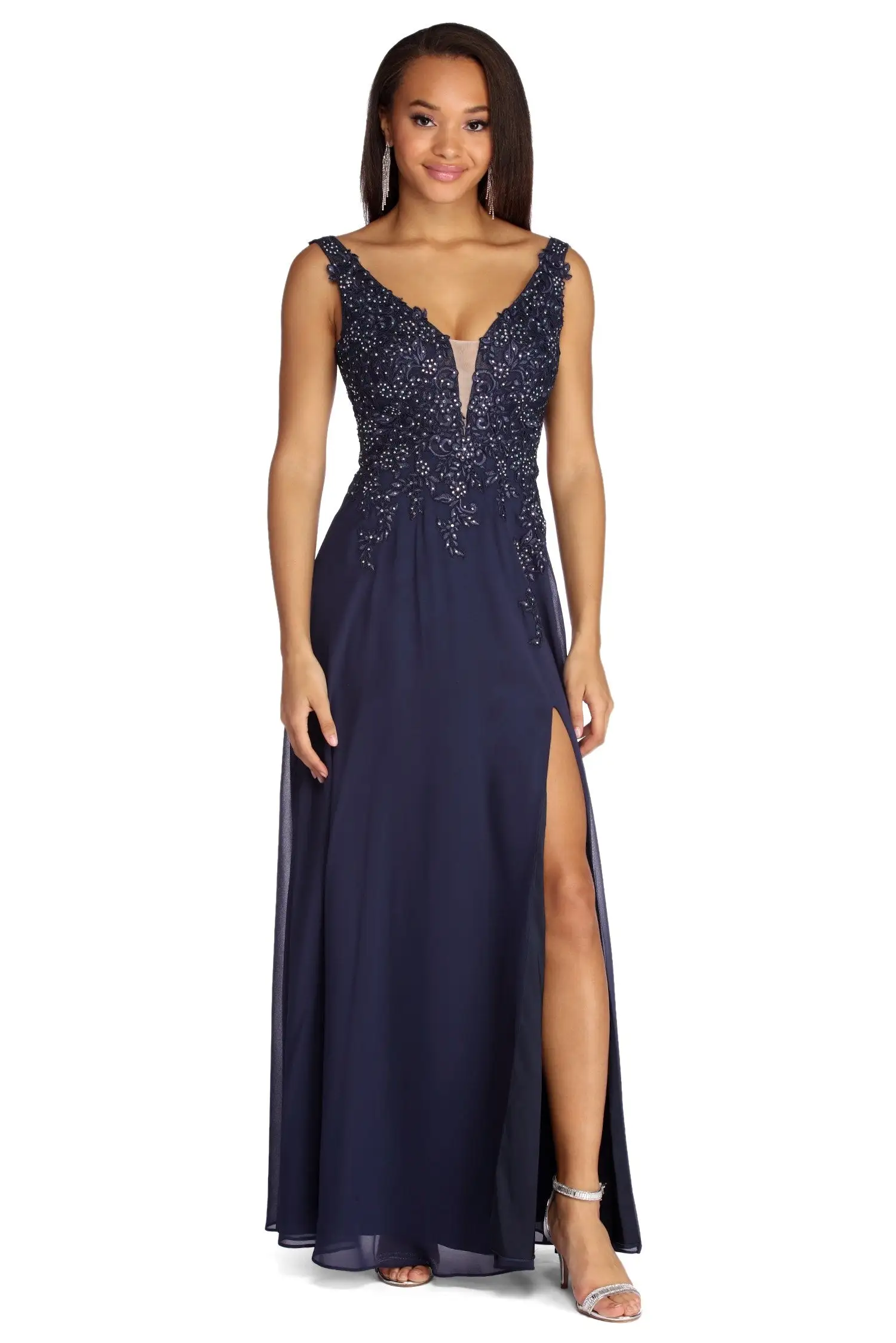 Windsor. Amina Formal High Slit Chiffon Dress 3 Windsor. Amina Formal High Slit Chiffon Dress