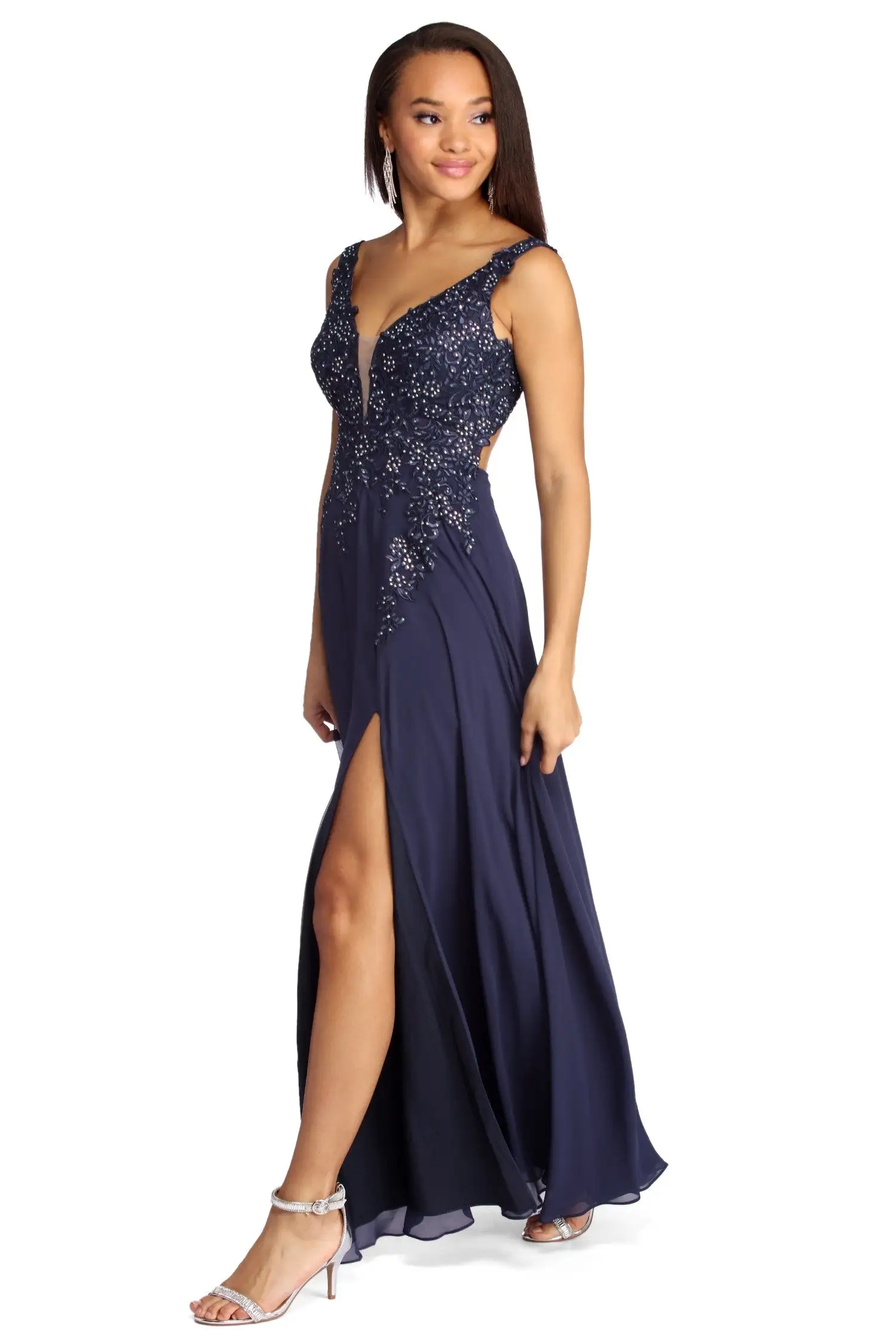 Windsor. Amina Formal High Slit Chiffon Dress 4 Windsor. Amina Formal High Slit Chiffon Dress - Image 2