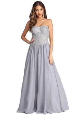 Windsor. Payson Embroidered Chiffon Ball Gown