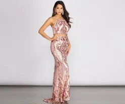 Windsor. Alissa Formal Two Piece Sequin Dress