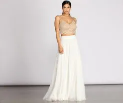 Windsor. Magnolia Two Piece Scallop Lace Glitter A-Line Dress -Formal Dresses Online Shop 05006 0140 4