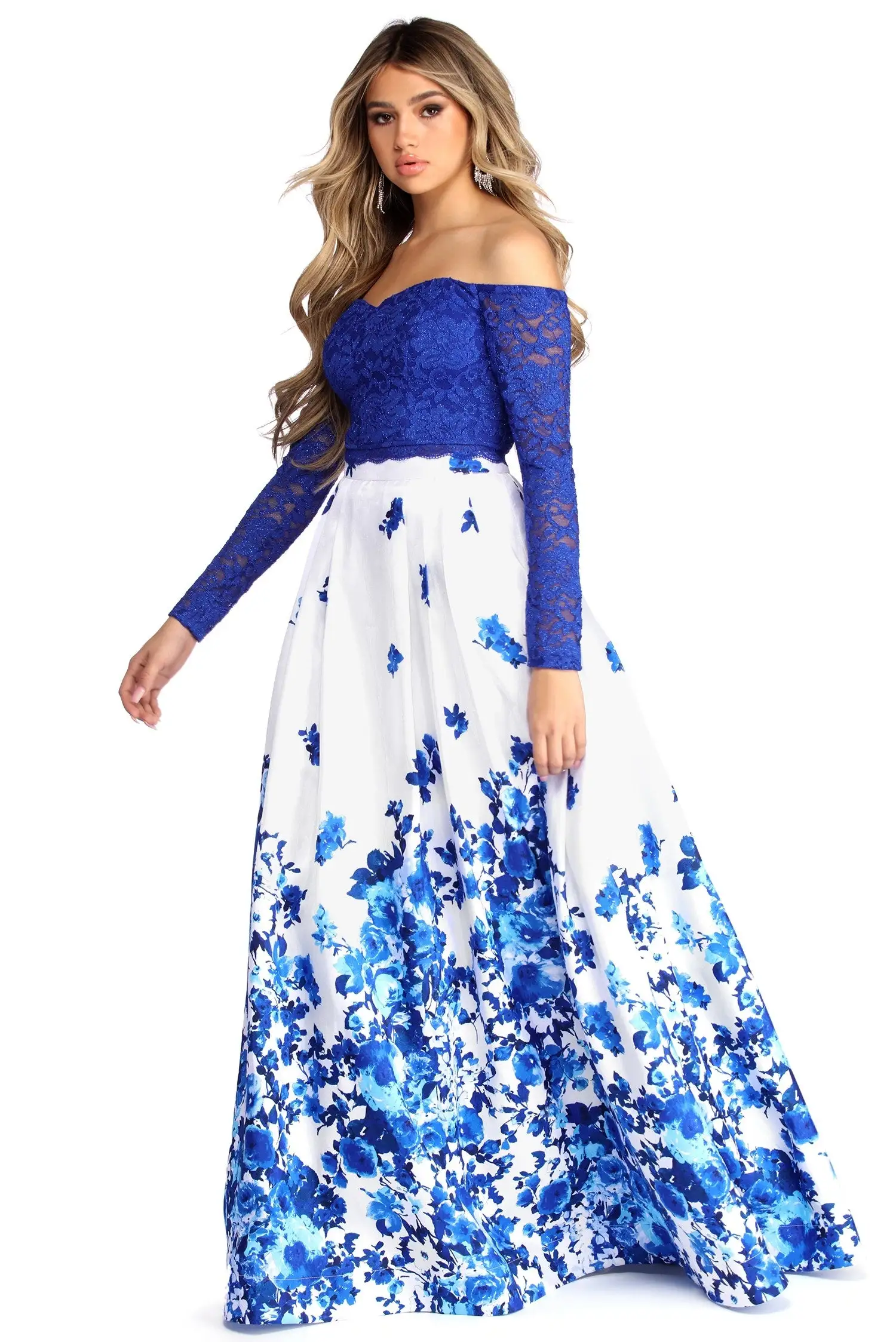 Windsor. Aline Formal Floral Two Piece Dress 3 Windsor. Aline Formal Floral Two Piece Dress