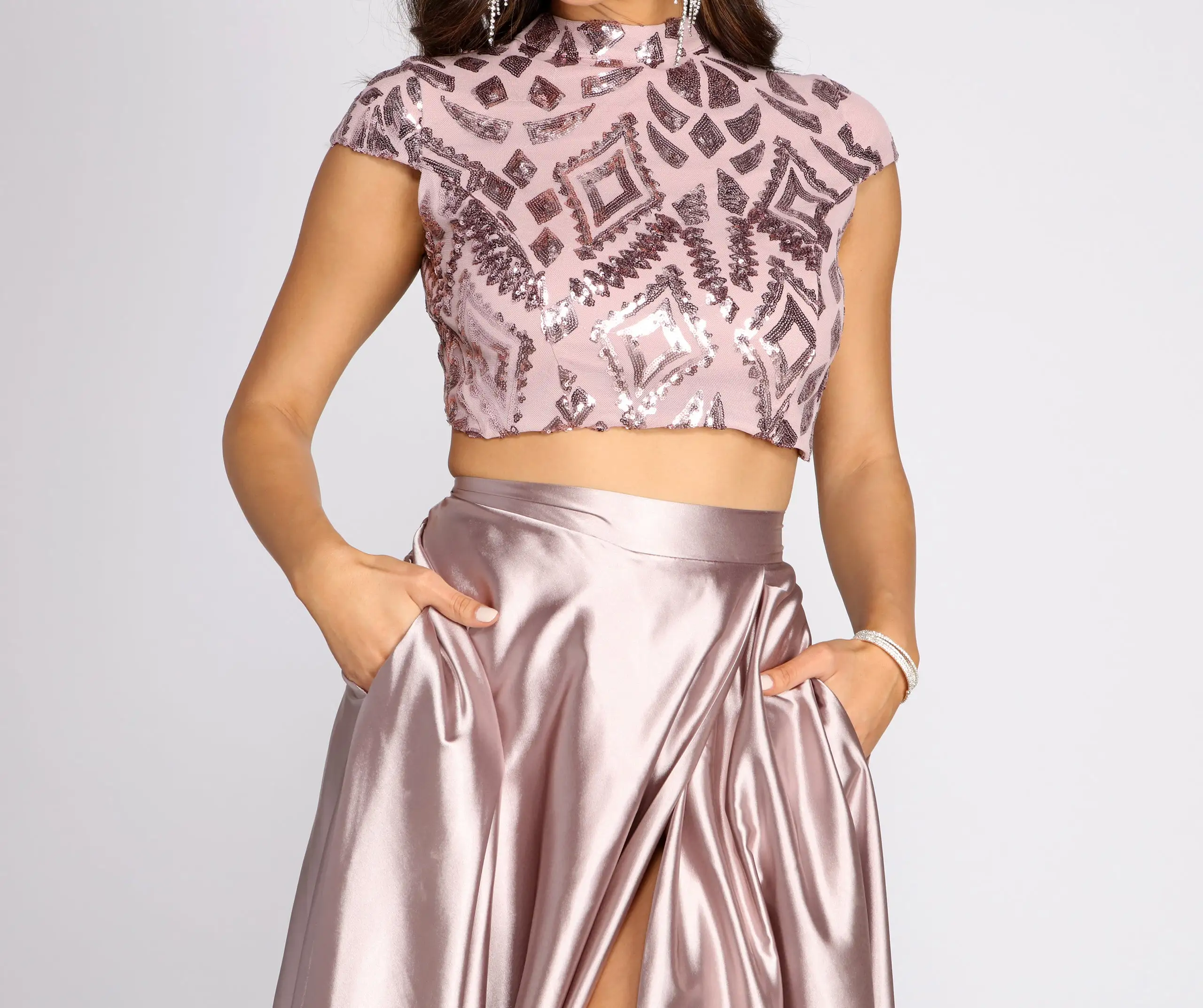 Windsor. Persephone Formal Satin And Sequin Two-Piece Dress 5 Windsor. Persephone Formal Satin And Sequin Two-Piece Dress - Image 3