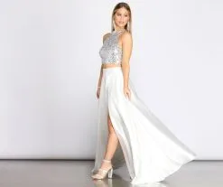 Windsor. Atara Iridescent Sequin Two Piece Satin Dress -Formal Dresses Online Shop 05006 0532 3 1