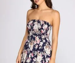 Windsor. Getaway Girl Floral Smocked Tube Maxi Dress -Formal Dresses Online Shop 05101 0033 4