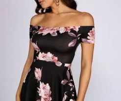 Windsor. Sweetest Look Floral Off Shoulder High Low Skater Dress 8 Windsor. Sweetest Look Floral Off Shoulder High Low Skater Dress -Formal Dresses Online Shop 05101 0142 3