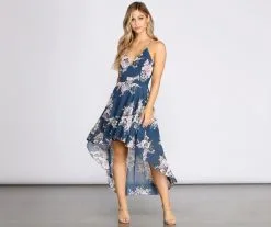 Windsor. Floral Chiffon High Low Dress