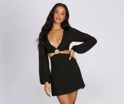 Windsor. O-Ring Waist Cut Out Mini Dress