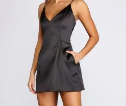 Windsor. Satin Chic Mini Dress -Formal Dresses Online Shop 05101 0427 4