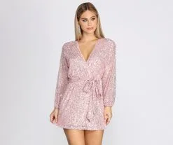 Windsor. Sequin Dreams Wrap Mini Dress -Formal Dresses Online Shop 05101 0456 1