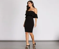Windsor. Crepe Off Shoulder Fold Over Midi Dress -Formal Dresses Online Shop 05101 0474 4 511ee4c3 243c 4150 983b 82bd3707757c