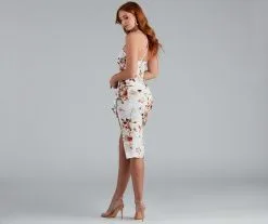 Windsor. Ruffled For Florals Midi Dress -Formal Dresses Online Shop 05101 0513 2