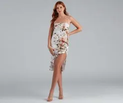 Windsor. Ruffled For Florals Midi Dress -Formal Dresses Online Shop 05101 0513 3