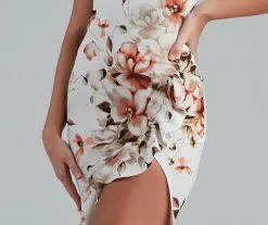 Windsor. Ruffled For Florals Midi Dress -Formal Dresses Online Shop 05101 0513 4