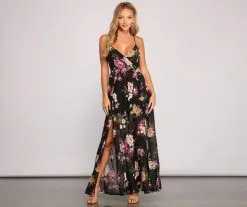 Windsor. Pop Of Floral Mesh Maxi Dress