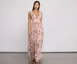 Windsor. Floral Beauty Sleeveless Chiffon Maxi Dress