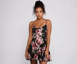 Windsor. Stunning Florals Scuba And Lace Skater Dress