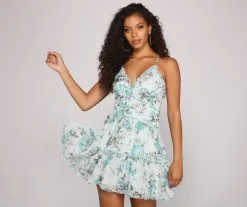 Windsor. Romanced By Ruffles Chiffon Floral Dress