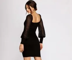 Windsor. Mesh Together Long Sleeve Mini Dress -Formal Dresses Online Shop 05101 0725 2