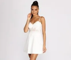 Windsor. PLACEHOLDER - Sweet Chic Lace Mesh Skater Dress