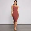 Windsor. Ruched Stunner One Shoulder Midi Dress