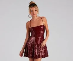 Windsor. Sassy In Sequins Skater Dress