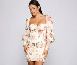 Windsor. Floral Bloom Chiffon Mini Dress