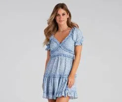 Windsor. Brighten Up Floral Ruffle A-Line Dress