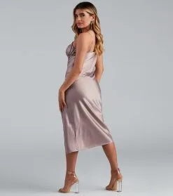 Windsor. Rare Find Satin Ruched Slip Midi Dress -Formal Dresses Online Shop 05101 1325 3 a88a9ce5 b9ef 47a0 9e3a 0411c3228d94