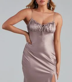 Windsor. Rare Find Satin Ruched Slip Midi Dress -Formal Dresses Online Shop 05101 1325 4 ecf7c831 2e3d 4109 a35e e5d9ac64a0a1