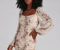 Windsor. Vintage Rose Crepe Ruched Mini Dress -Formal Dresses Online Shop 05101 1409 3