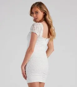 Windsor. Lace Setter Puff Sleeve Mini Dress -Formal Dresses Online Shop 05101 1426 3
