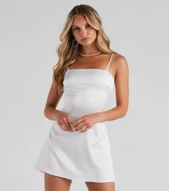 Windsor. Simple And Sleek Satin Mini Dress