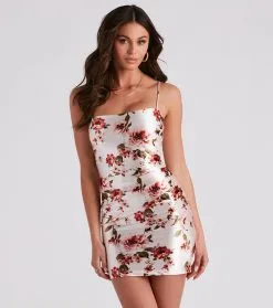 Windsor. Blooming Romance Floral Satin Mini Dress