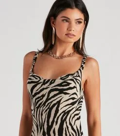 Windsor. Safari Babe Zebra Cowl Midi Dress -Formal Dresses Online Shop 05101 2026 4