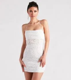 Windsor. Chic Devotion Lace Cowl Neck Mini Dress
