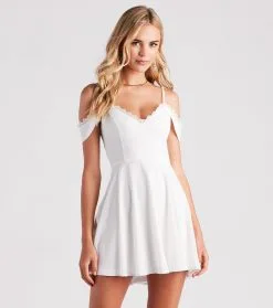 Windsor. Flow My Way Chiffon Lace Trim Skater Dress