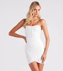 Windsor. Sweet Charmer Lace Strapless Mini Dress