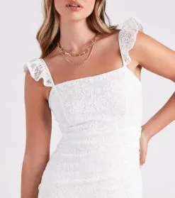 Windsor. Spring It One Lace Ruffle Strap Mini Dress 9 Windsor. Spring It One Lace Ruffle Strap Mini Dress -Formal Dresses Online Shop 05101 2142 4