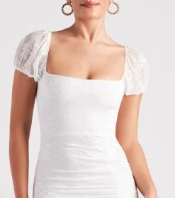 Windsor. Charming Vibes Lace Puff Sleeve Mini Dress -Formal Dresses Online Shop 05101 2147 4