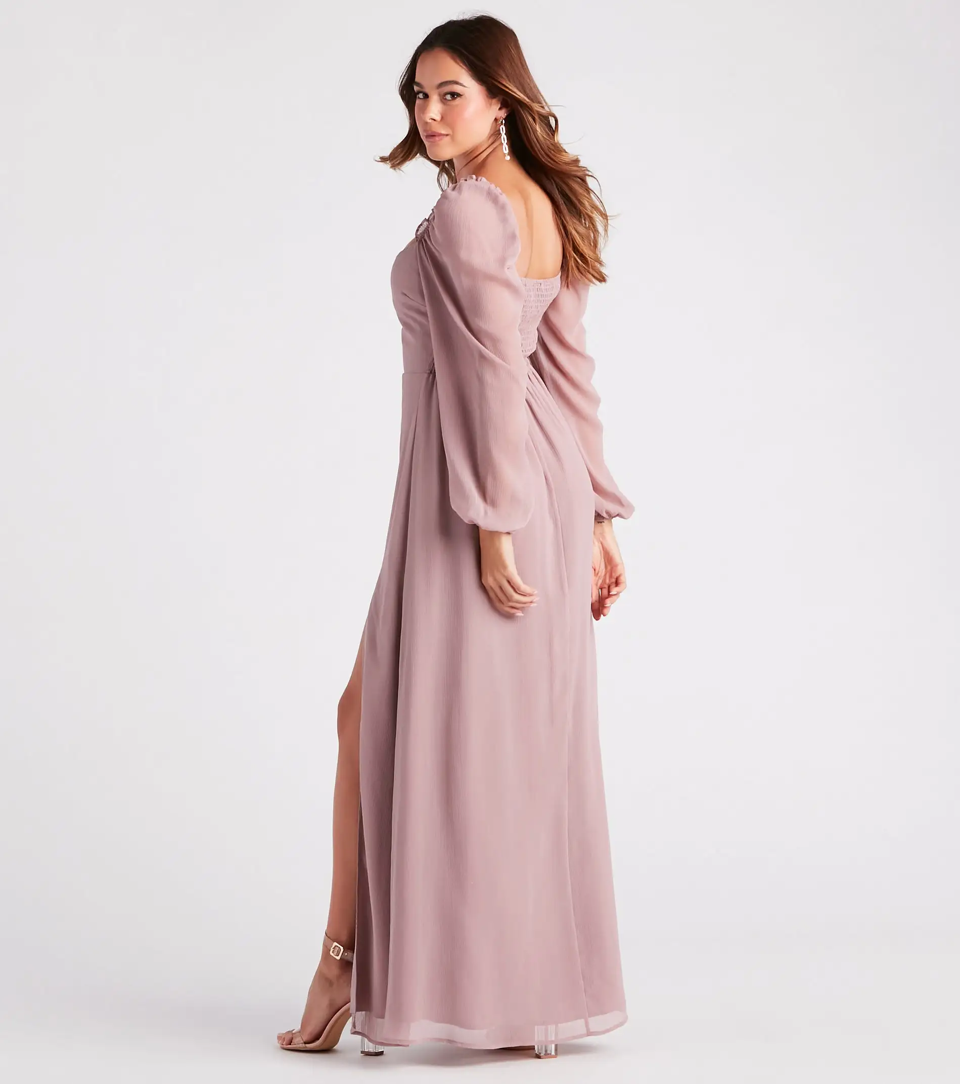 Windsor. Sheer Beauty Chiffon Slit Maxi Dress 4 Windsor. Sheer Beauty Chiffon Slit Maxi Dress - Image 2